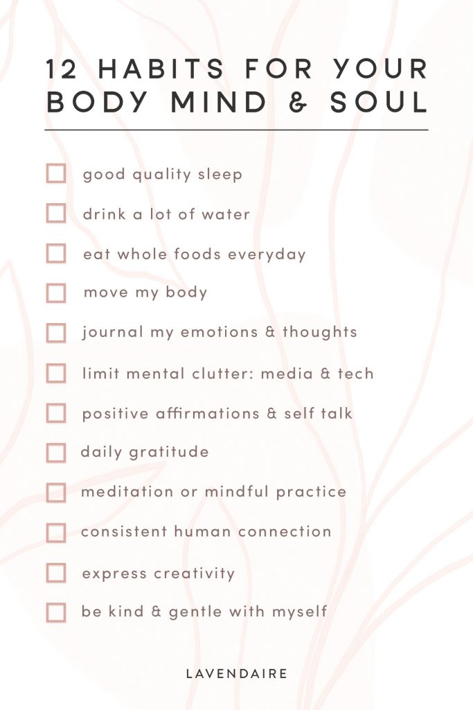 12 healthy habits for your body mind and soul checklist